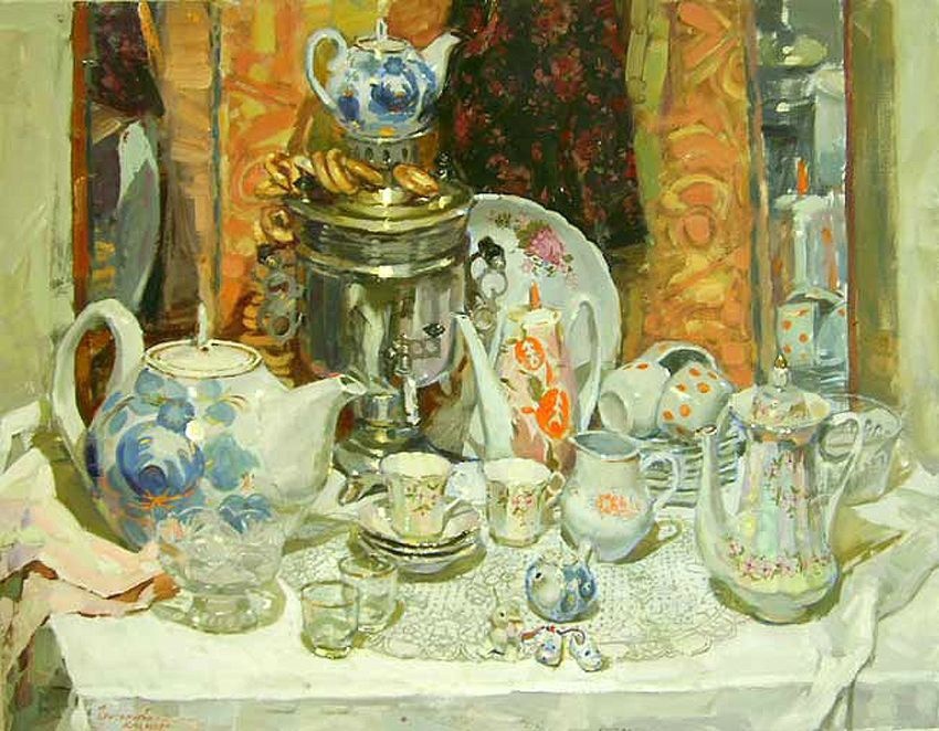 Картины художников чаепитие. Григорьева-Климова художник натюрморт.